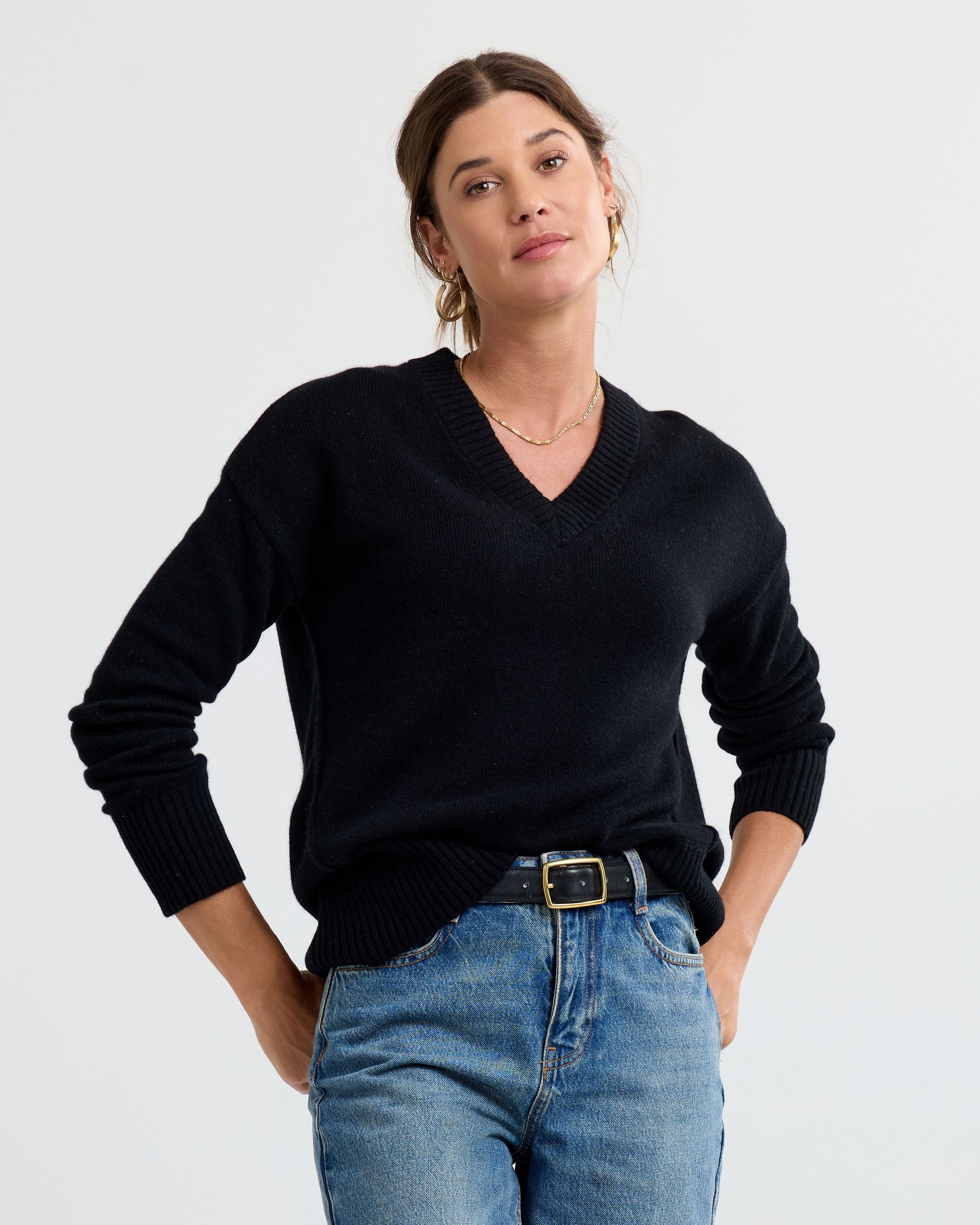 Cashmere Forward Seam V-Neck