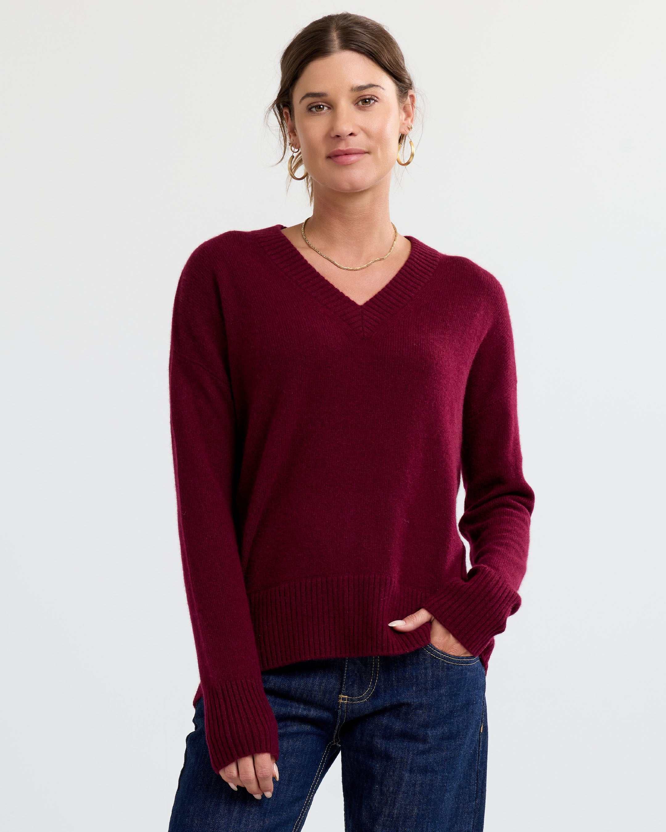 Cashmere Forward Seam V-Neck