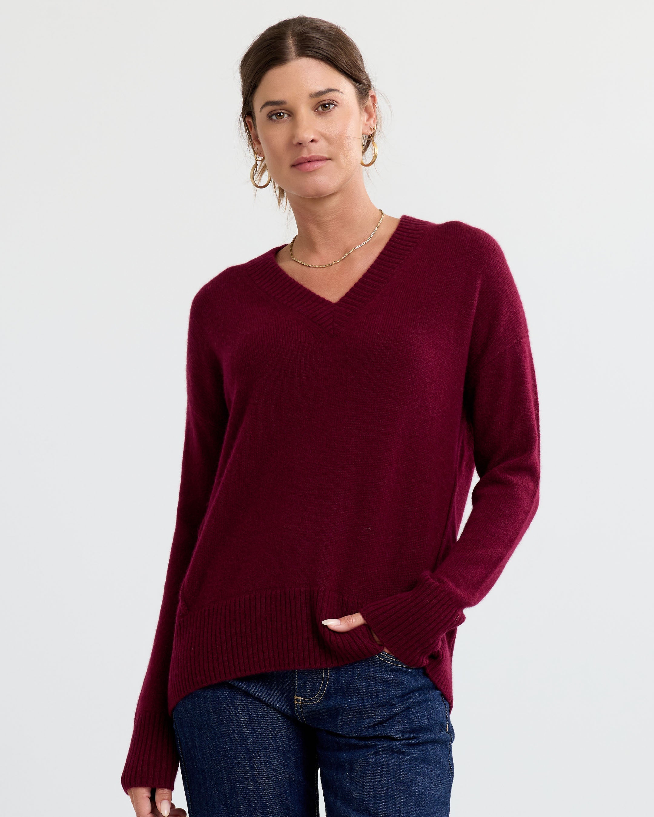 Cashmere Forward Seam V-Neck